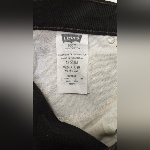 Levi's 550 24 x 26 Boy's Relaxed Fit Slim Black Jeans - Picture 10 of 11